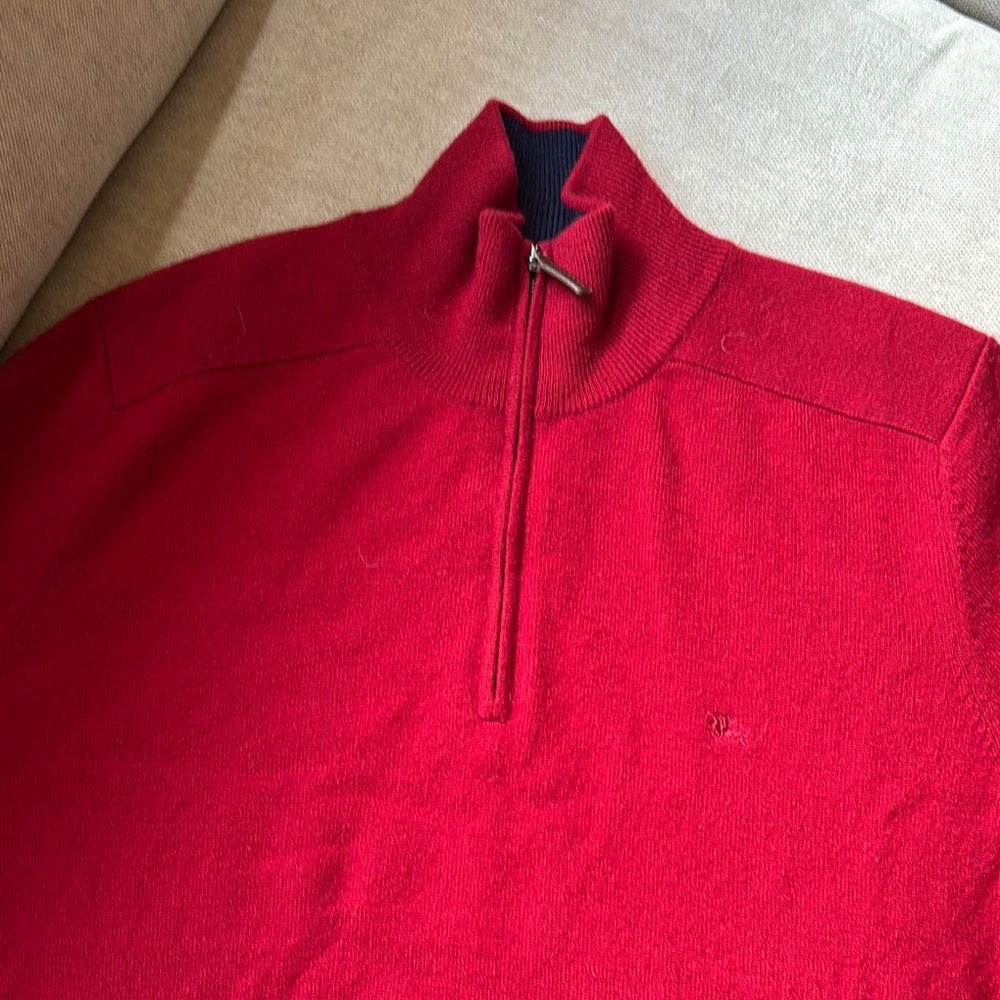 Burberry Red Zip Up Sweater